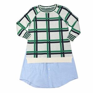 Thakoon Checkered Knit Dress with Button Down Bottom